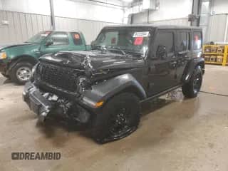 2024 Jeep Wrangler Willys with VIN 1C4PJXDN7RW107633, listed as a Copart auction lot 84723584 with 8,470 mi miles and Salvage title. Bid and sale history available at DreamBid. Image 1.