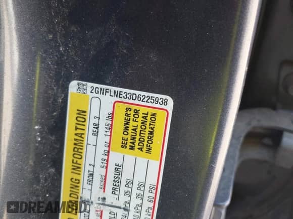 2013 Chevrolet Equinox LT z VIN 2GNFLNE33D6225938, wystawiony jako IAAI lot #43219389 z przebiegiem 236 265 mil mil oraz . Historia ofert i sprzedaży dostępna na DreamBid. Obrazek 9.