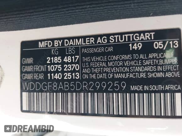 2013 Mercedes-Benz C 300 Sport с VIN WDDGF8AB5DR299259, выставлен на аукционе IAAI как лот 43406105 с пробегом 175 495 миль миль и . История ставок и продаж доступна на DreamBid. Изображение 9.