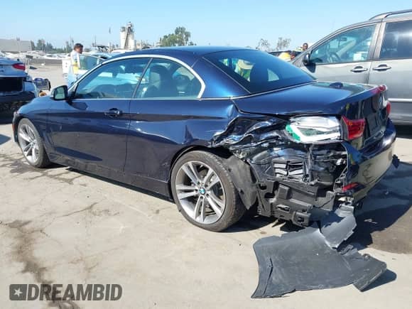 2018 BMW 4 Series 430i with VIN WBA4Z1C5XJEE43927, listed as a IAAI auction lot 43011989 with 43,819 mi miles and . Bid and sale history available at DreamBid. Image 3.