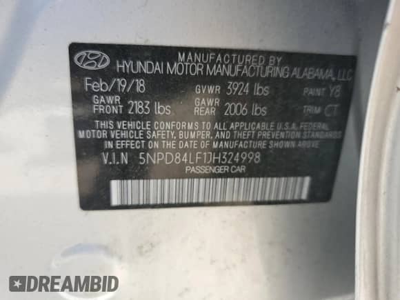 2018 Hyundai Elantra SEL z VIN 5NPD84LF1JH324998, wystawiony jako Copart lot #81449605 z przebiegiem 101 411 mil mil oraz Nie do naprawy • Non repairable. Historia ofert i sprzedaży dostępna na DreamBid. Obrazek 13.