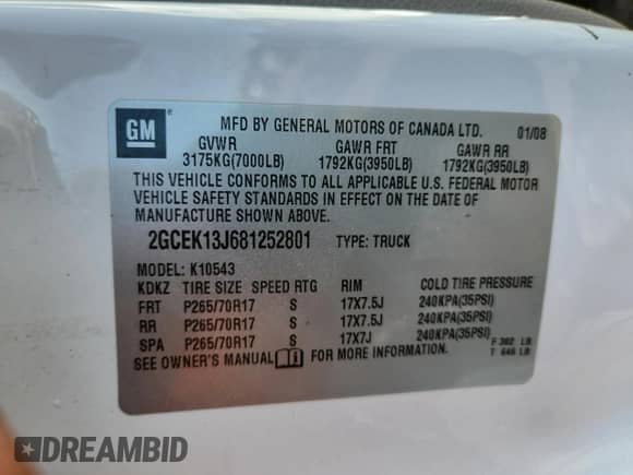2008 Chevrolet Silverado 1500 1LT with VIN 2GCEK13J681252801, listed as a Copart auction lot 80840725 with 198,886 mi miles and Salvage title. Bid and sale history available at DreamBid. Image 12.