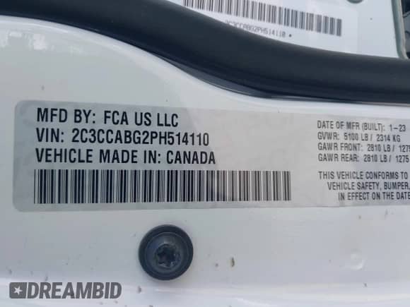 2023 Chrysler 300 S z VIN 2C3CCABG2PH514110, wystawiony jako IAAI lot #42981123 z przebiegiem 54 244 mil mil oraz . Historia ofert i sprzedaży dostępna na DreamBid. Obrazek 9.