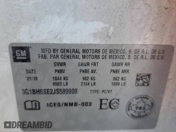 2018 Chevrolet Cruze LT с VIN 3G1BH6SE2JS589908, выставлен на аукционе Copart как лот 44049815 с пробегом 97 171 миль миль и Чистый • Clean title. История ставок и продаж доступна на DreamBid. Изображение 12.