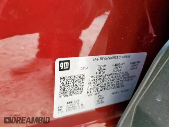 2025 Chevrolet Trax 2RS z VIN KL77LJEP9SC026161, wystawiony jako Copart lot #62530585 z przebiegiem 31 633 mil mil oraz Szkoda całkowita • Salvage title. Historia ofert i sprzedaży dostępna na DreamBid. Obrazek 12.