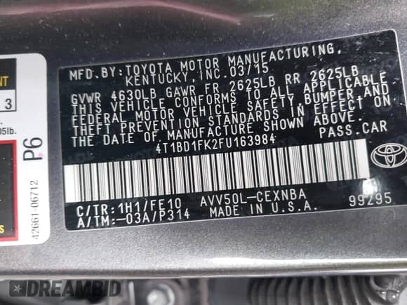 2015 Toyota Camry LE с VIN 4T1BD1FK2FU163984, выставлен на аукционе IAAI как лот 42242075 с пробегом 135 667 миль миль и . История ставок и продаж доступна на DreamBid. Изображение 9.