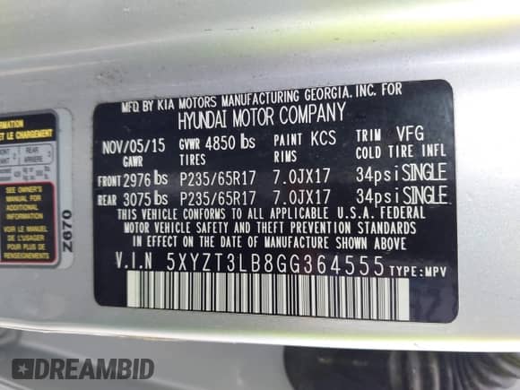 2016 Hyundai Santa Fe с VIN 5XYZT3LB8GG364555, выставлен на аукционе IAAI как лот 43293794 с пробегом 129 543 миль миль и . История ставок и продаж доступна на DreamBid. Изображение 9.
