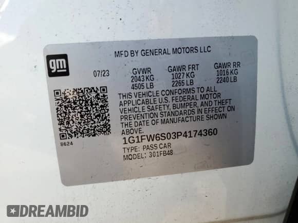 2023 Chevrolet Bolt EV 1LT z VIN 1G1FW6S03P4174360, wystawiony jako Copart lot #68859233 z przebiegiem 3 412 mil mil oraz . Historia ofert i sprzedaży dostępna na DreamBid. Obrazek 13.