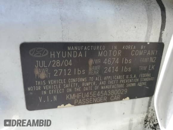 2005 Hyundai XG с VIN KMHFU45E45A380029, выставлен на аукционе Copart как лот 65835895 с пробегом 33 935 миль миль и Чистый • Clean title. История ставок и продаж доступна на DreamBid. Изображение 12.