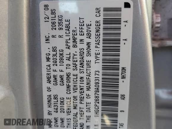 2009 Honda Accord EX-L с VIN 1HGCP26879A093173, выставлен на аукционе Copart как лот 82266735 с пробегом 203 794 миль миль и Чистый • Clean title. История ставок и продаж доступна на DreamBid. Изображение 12.