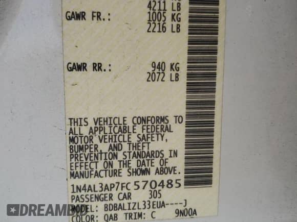 2015 Nissan Altima SV с VIN 1N4AL3AP7FC570485, выставлен на аукционе Copart как лот 82542955 с пробегом 80 637 миль миль и Списание • Salvage title. История ставок и продаж доступна на DreamBid. Изображение 12.