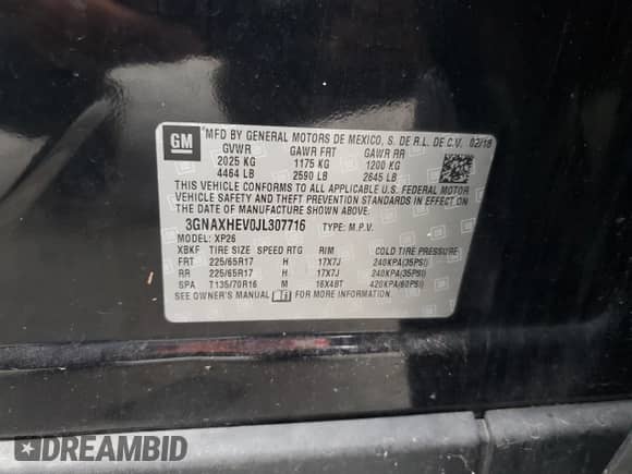 2018 Chevrolet Equinox LS with VIN 3GNAXHEV0JL307716, listed as a Copart auction lot 83969025 with Not provided miles and Clean title. Bid and sale history available at DreamBid. Image 13.