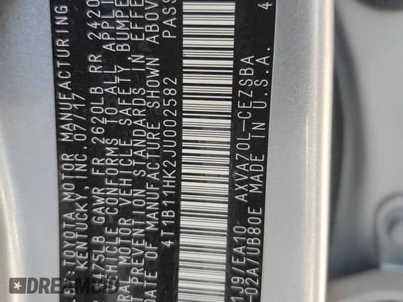 2018 Toyota Camry SE с VIN 4T1B11HK2JU002582, выставлен на аукционе Copart как лот 82613755 с пробегом 133 835 миль миль и Списание • Salvage title. История ставок и продаж доступна на DreamBid. Изображение 13.