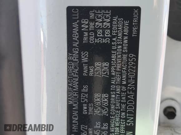 2022 Hyundai Santa Cruz SEL Premium с VIN 5NTJDDAF3NH022959, выставлен на аукционе Copart как лот 66281144 с пробегом 43 532 миль миль и Чистый • Clean title. История ставок и продаж доступна на DreamBid. Изображение 12.