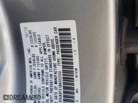 2011 Acura TL Technology с VIN 19UUA9F51BA002330, выставлен на аукционе Copart как лот 68068215 с пробегом 205 993 миль миль и Списание • Salvage title. История ставок и продаж доступна на DreamBid. Изображение 13.