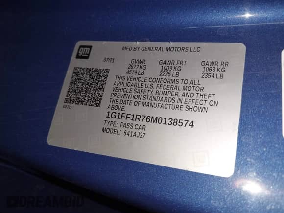 2021 Chevrolet Camaro 1SS с VIN 1G1FF1R76M0138574, выставлен на аукционе IAAI как лот 43342675 с пробегом 35 916 миль миль и . История ставок и продаж доступна на DreamBid. Изображение 9.