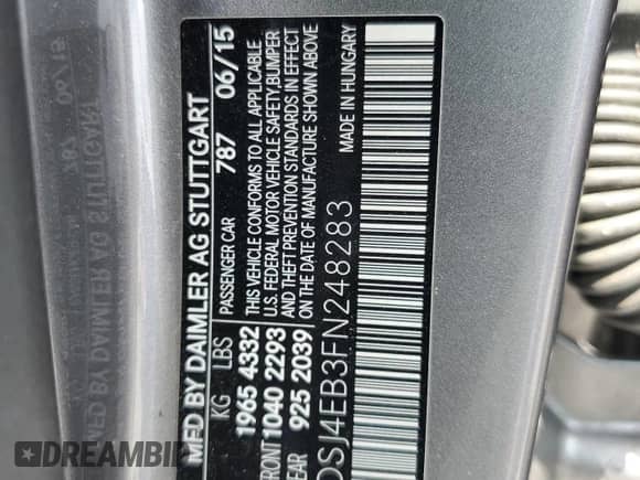 2015 Mercedes-Benz CLA 250 с VIN WDDSJ4EB3FN248283, выставлен на аукционе Copart как лот 68166955 с пробегом 39 993 миль миль и Списание • Salvage title. История ставок и продаж доступна на DreamBid. Изображение 12.