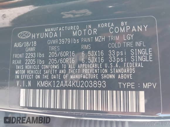 2019 Hyundai Kona SE с VIN KM8K12AA4KU203893, выставлен на аукционе IAAI как лот 43199701 с пробегом 105 298 миль миль и . История ставок и продаж доступна на DreamBid. Изображение 9.