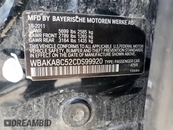 2012 BMW 7 Series 750i z VIN WBAKA8C52CDS99920, wystawiony jako Copart lot #63025385 z przebiegiem 134 050 mil mil oraz Szkoda całkowita • Salvage title. Historia ofert i sprzedaży dostępna na DreamBid. Obrazek 12.