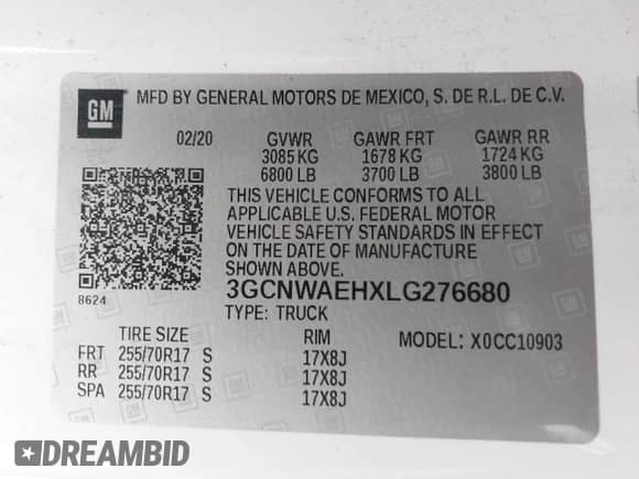 2020 Chevrolet Silverado 1500 Work Truck с VIN 3GCNWAEHXLG276680, выставлен на аукционе IAAI как лот 42676832 с пробегом 117 103 миль миль и . История ставок и продаж доступна на DreamBid. Изображение 9.