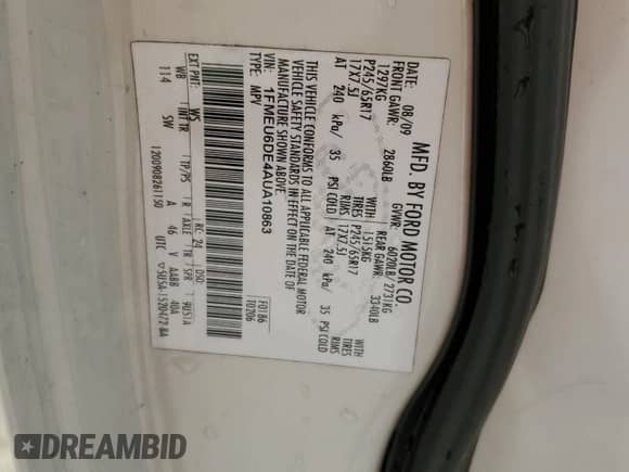 2010 Ford Explorer XLT z VIN 1FMEU6DE4AUA10863, wystawiony jako Copart lot #81406715 z przebiegiem 104 068 mil mil oraz Szkoda całkowita • Salvage title. Historia ofert i sprzedaży dostępna na DreamBid. Obrazek 14.