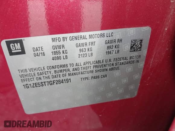 2016 Chevrolet Malibu LT z VIN 1G1ZE5ST7GF284191, wystawiony jako IAAI lot #43045450 z przebiegiem 175 533 mil mil oraz . Historia ofert i sprzedaży dostępna na DreamBid. Obrazek 9.