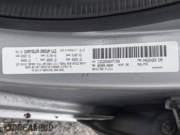 2013 Dodge Avenger SE V6 с VIN 1C3CDZAGXDN771550, выставлен на аукционе IAAI как лот 43586544 с пробегом 171 034 миль миль и . История ставок и продаж доступна на DreamBid. Изображение 9.