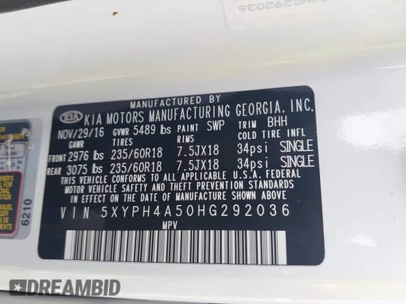 2017 Kia Sorento EX с VIN 5XYPH4A50HG292036, выставлен на аукционе IAAI как лот 42866965 с пробегом 175 881 миль миль и . История ставок и продаж доступна на DreamBid. Изображение 9.