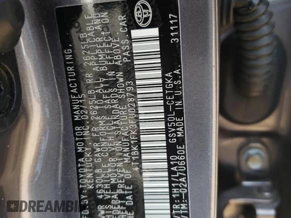 2015 Toyota Camry XSE с VIN 4T1BK1FK3FU028793, выставлен на аукционе Copart как лот 81181835 с пробегом 152 612 миль миль и Списание • Salvage title. История ставок и продаж доступна на DreamBid. Изображение 12.