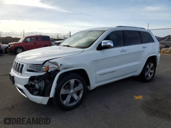 2015 Jeep Grand Cherokee Overland z VIN 1C4RJECG0FC105302, wystawiony jako Copart lot #65759165 z przebiegiem 104 358 mil mil oraz Szkoda całkowita • Salvage title. Historia ofert i sprzedaży dostępna na DreamBid. Obrazek 1.