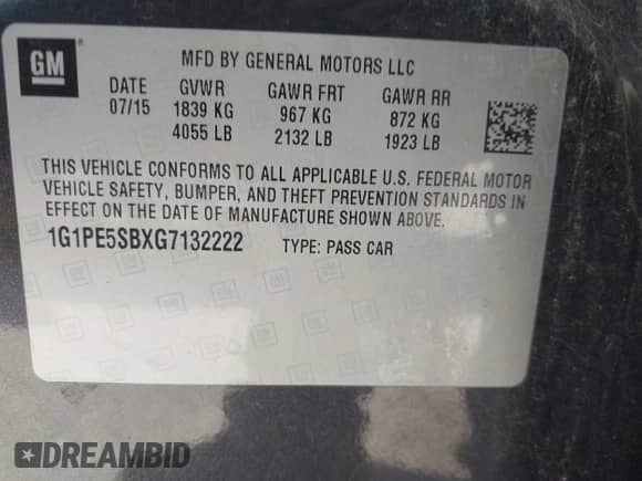 2016 Chevrolet Cruze LT с VIN 1G1PE5SBXG7132222, выставлен на аукционе IAAI как лот 43479775 с пробегом 125 876 миль миль и . История ставок и продаж доступна на DreamBid. Изображение 9.