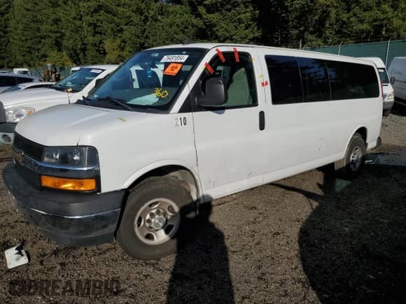 2019 Chevrolet Express Passenger LT with VIN 1GAZGPFG6K1363036, listed as a Copart auction lot 76491854 with Not provided miles and Salvage title. Bid and sale history available at DreamBid. Image 1.