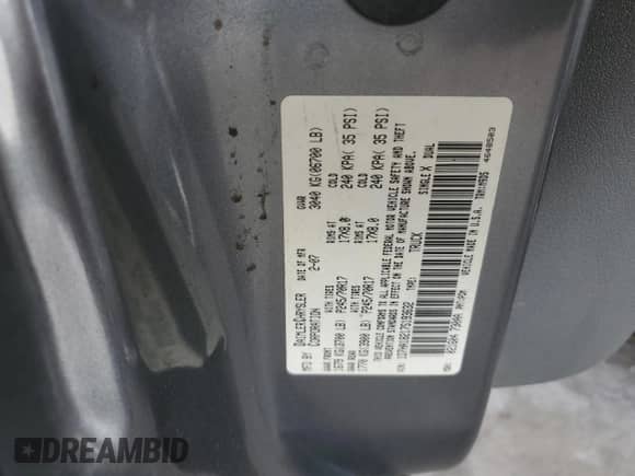 2007 Dodge 1500 SLT with VIN 1D7HA18217S193632, listed as a Copart auction lot 81128265 with 283,948 mi miles and Salvage title. Bid and sale history available at DreamBid. Image 12.
