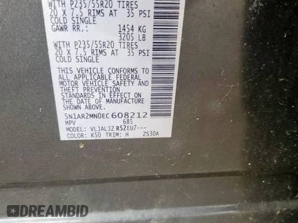 2014 Nissan Pathfinder SV z VIN 5N1AR2MN0EC608212, wystawiony jako Copart lot #81739805 z przebiegiem Nie podano mil oraz Czysty tytuł • Clean title. Historia ofert i sprzedaży dostępna na DreamBid. Obrazek 13.