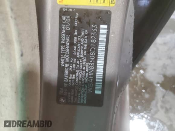 2008 BMW 7 Series 750Li z VIN WBAHN83508DT82333, wystawiony jako Copart lot #80631145 z przebiegiem 115 670 mil mil oraz Szkoda całkowita • Salvage title. Historia ofert i sprzedaży dostępna na DreamBid. Obrazek 12.
