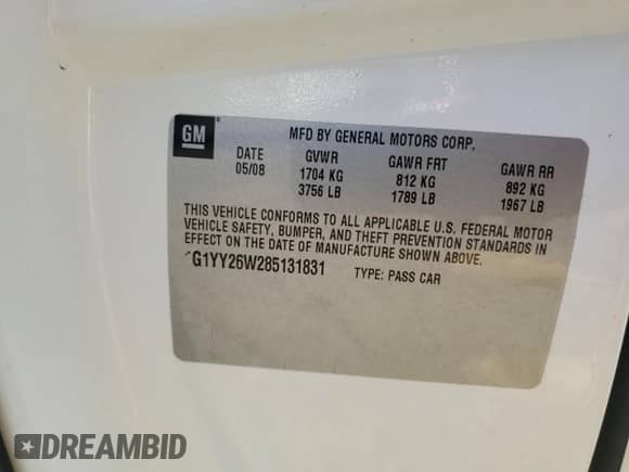 2008 Chevrolet Corvette с VIN 1G1YY26W285131831, выставлен на аукционе Copart как лот 86121135 с пробегом 60 347 миль миль и Списание • Salvage title. История ставок и продаж доступна на DreamBid. Изображение 13.