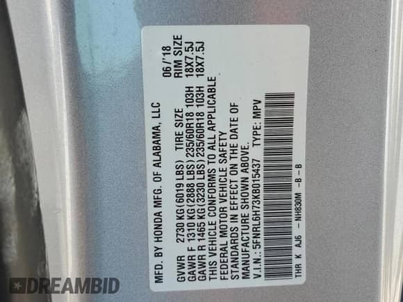 2019 Honda Odyssey EX-L с VIN 5FNRL6H73KB015437, выставлен на аукционе Copart как лот 86655975 с пробегом 79 992 миль миль и Списание • Salvage title. История ставок и продаж доступна на DreamBid. Изображение 13.