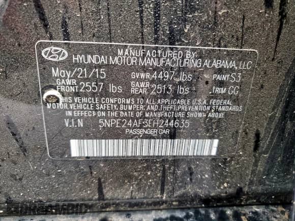 2015 Hyundai Sonata SE с VIN 5NPE24AF3FH244635, выставлен на аукционе Copart как лот 85376055 с пробегом 99 863 миль миль и Списание • Salvage title. История ставок и продаж доступна на DreamBid. Изображение 13.