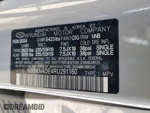 2024 Hyundai Ioniq 5 SEL с VIN KM8KN4DE4RU291160, выставлен на аукционе Copart как лот 80348495 с пробегом 8 889 миль миль и Списание • Salvage title. История ставок и продаж доступна на DreamBid. Изображение 14.