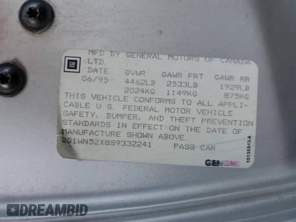 1995 Chevrolet Lumina с VIN 2G1WN52X8S9332241, выставлен на аукционе Copart как лот 76919794 с пробегом 72 304 миль миль и Чистый • Clean title. История ставок и продаж доступна на DreamBid. Изображение 12.