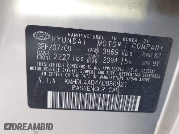 2010 Hyundai Elantra GLS z VIN KMHDU4AD4AU880821, wystawiony jako IAAI lot #43418064 z przebiegiem 42 700 mil mil oraz . Historia ofert i sprzedaży dostępna na DreamBid. Obrazek 9.