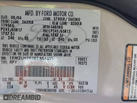 2005 Ford Explorer с VIN 1FMZU65K35ZA04485, выставлен на аукционе IAAI как лот 42994137 с пробегом 140 887 миль миль и . История ставок и продаж доступна на DreamBid. Изображение 9.