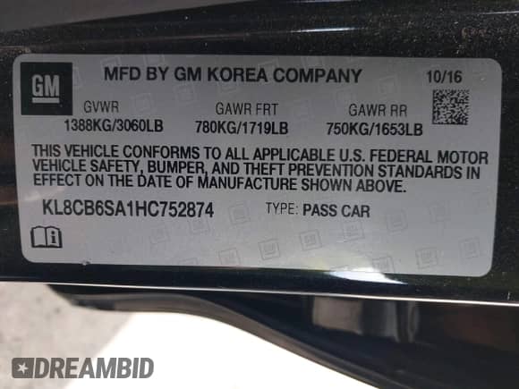 2017 Chevrolet Spark LS с VIN KL8CB6SA1HC752874, выставлен на аукционе IAAI как лот 43348025 с пробегом 126 202 миль миль и . История ставок и продаж доступна на DreamBid. Изображение 9.
