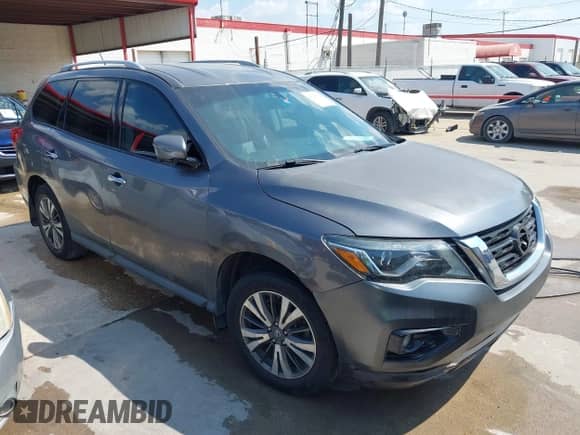 2017 Nissan Pathfinder S with VIN 5N1DR2MN8HC658910, listed as a IAAI auction lot 43145012 with 127,586 mi miles and . Bid and sale history available at DreamBid. Image 1.