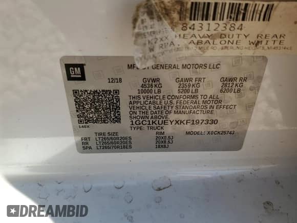 2019 Chevrolet Silverado 2500HD High Country z VIN 1GC1KUEYXKF197330, wystawiony jako Copart lot #52888965 z przebiegiem 88 715 mil mil oraz Szkoda całkowita • Salvage title. Historia ofert i sprzedaży dostępna na DreamBid. Obrazek 12.