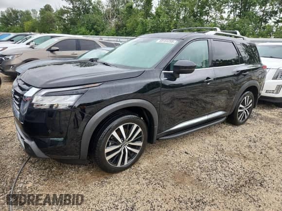 2023 Nissan Pathfinder Platinum with VIN 5N1DR3DGXPC273614, listed as a Copart auction lot 69151255 with 25,453 mi miles and Salvage title. Bid and sale history available at DreamBid. Image 1.