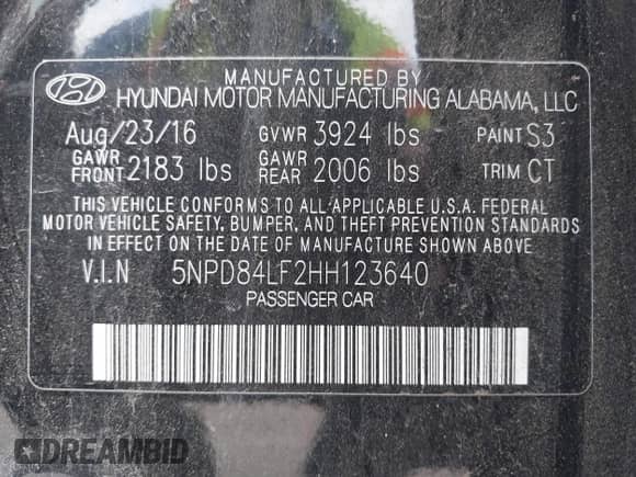 2017 Hyundai Elantra Limited with VIN 5NPD84LF2HH123640, listed as a IAAI auction lot 42431629 with 121,426 mi miles and . Bid and sale history available at DreamBid. Image 9.