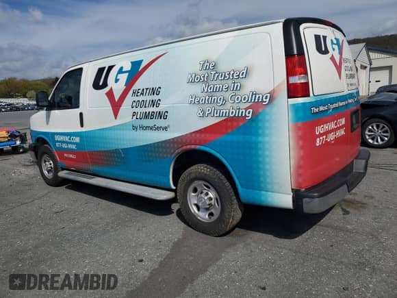2020 Chevrolet Express Cargo with VIN 1GCWGAFG9L1230196, listed as a Copart auction lot 53999805 with 59,411 mi miles and Salvage title. Bid and sale history available at DreamBid. Image 2.