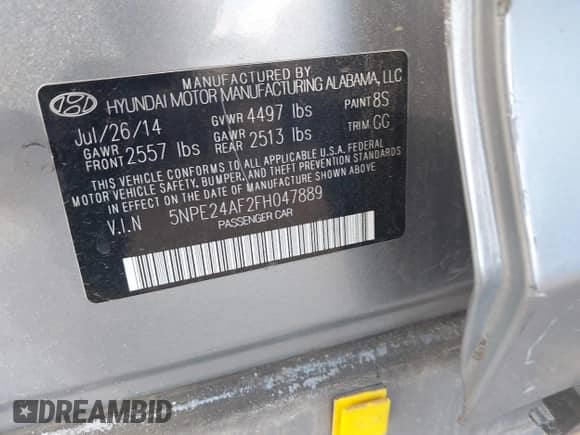2015 Hyundai Sonata SE с VIN 5NPE24AF2FH047889, выставлен на аукционе IAAI как лот 43331253 с пробегом 129 086 миль миль и . История ставок и продаж доступна на DreamBid. Изображение 9.