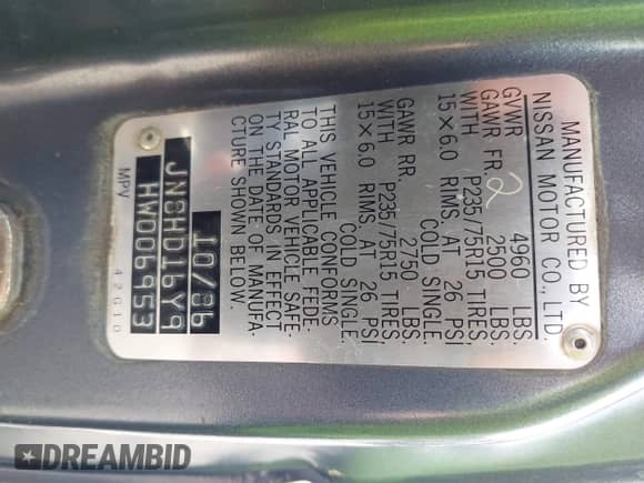 1987 Nissan Pathfinder with VIN JN8HD16Y9HW006953, listed as a IAAI auction lot 42756982 with 705,790 mi miles and . Bid and sale history available at DreamBid. Image 9.